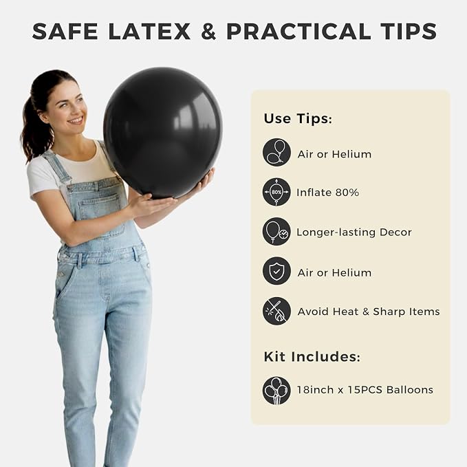 LovesTown 15PCS Party Balloons, 18inch Latex Balloons Garland Arch Kit - Image 7