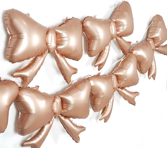 6 Pieces Bow Balloons, Rose Gold Matte Metallic Foil Bow Balloon - Image 6