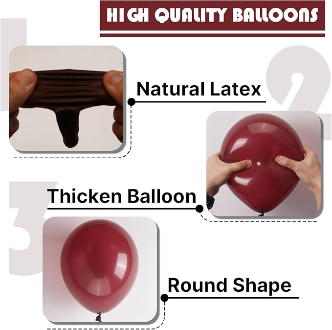 PartyWoo Burgundy Balloons 100pcs Dark Chestnut Red Maroon Color | 12 Inch - Image 9