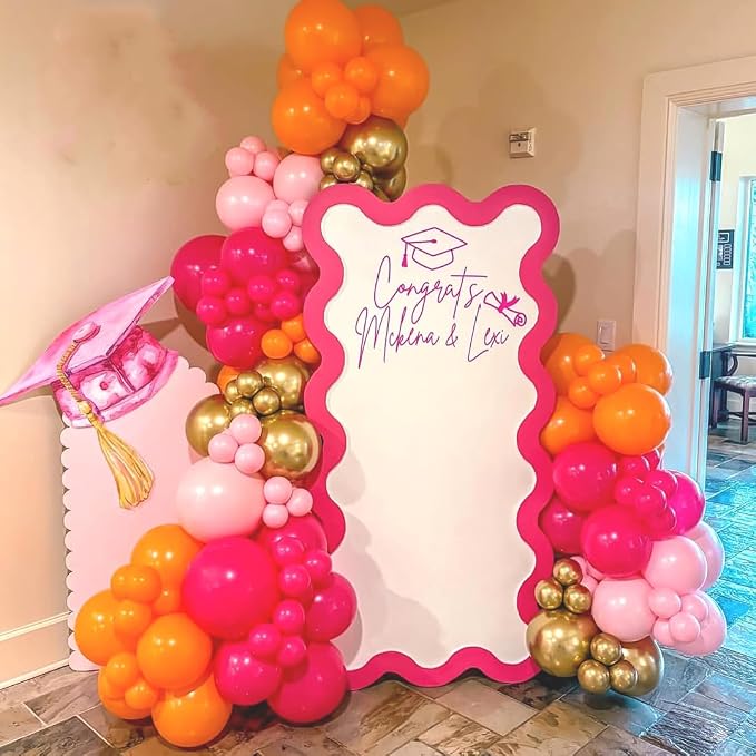 Pink and Orang Latex Balloons, Graduation, Tropical Party Decoration - Image 7