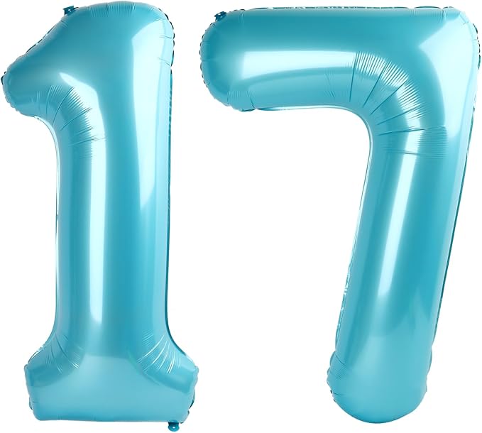 Pearl Blue 17 Number Balloon by Upgesy