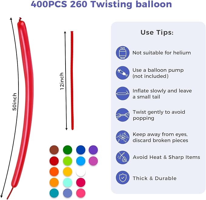 KOOGEL 400 PCS 260 Balloons, Latex Balloon Arch Wedding Birthday Graduation - Image 7