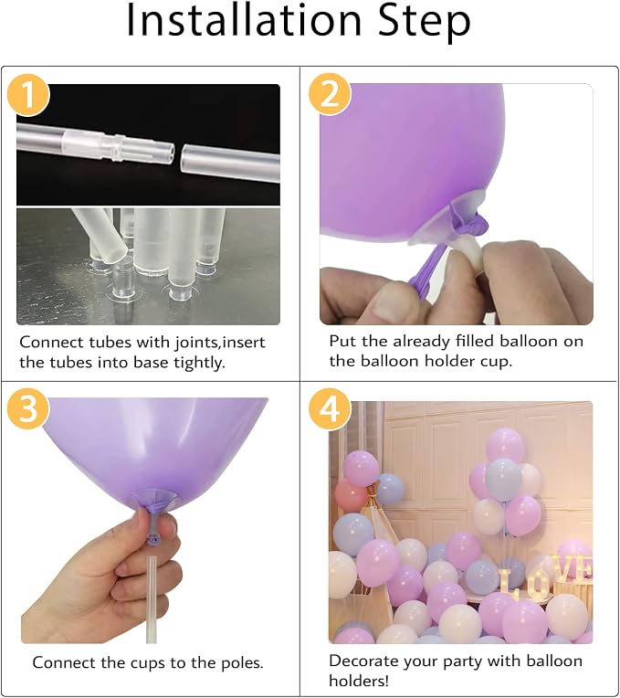 4 Sets of Table Balloon Stand Kit, 1 Roll of Glue and 5 Flower Clips - Image 9