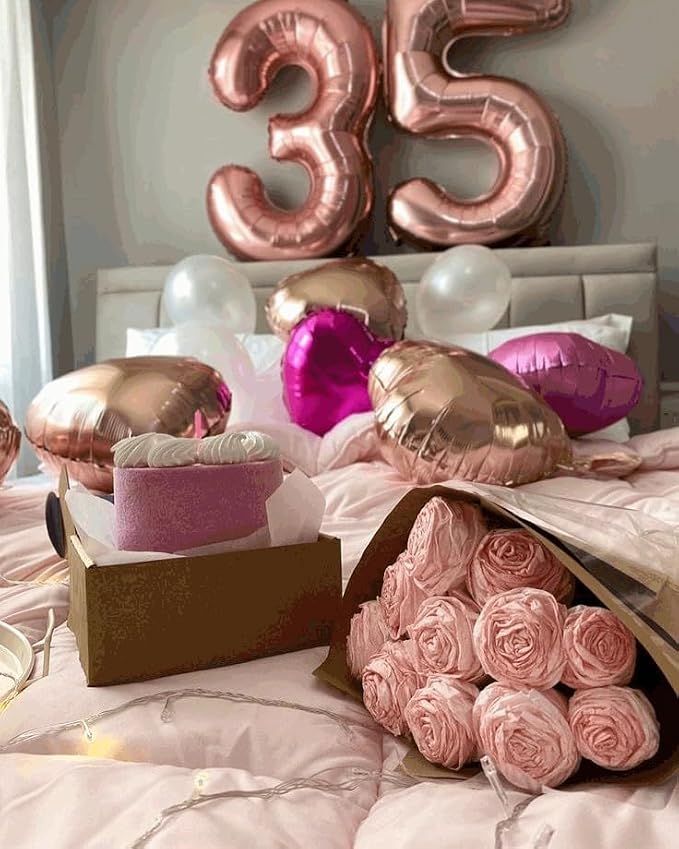 0 Balloon - Rose Gold Birthday Number Balloons, 40 Inch Party Decorations | - Image 9