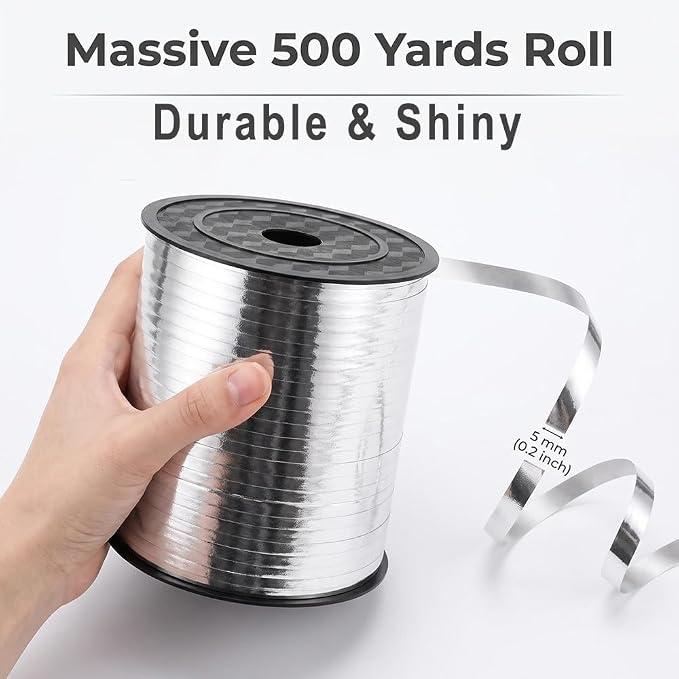 Silver Ribbon, 500 Yard Curling Ribbons - Image 9