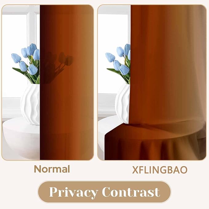 Burnt Orange Kitchen Curtains 2 Panels - Image 8
