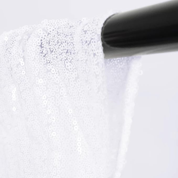 Eternal Beauty White Sequin Backdrop Curtains, 2 Panels 2x8FT | 3mm Sparkle - Image 8