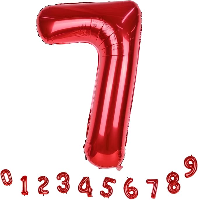 Red Number 7 Balloon, 40 Inch Large Number 0-9 Set - Image 9