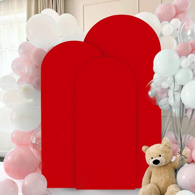 FANPROMS Arch Covers Set of 3 Red Arch Cover 5FT 6FT 7FT Fitted Spandex Arch - Image 6