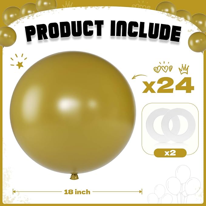 Khaki Balloons 18 Inch 24 Pack Matte Helium Latex Round Balloons - Image 2