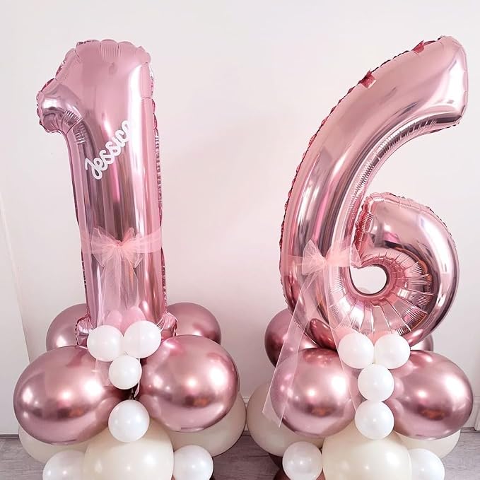 Rose Gold 16 Number Balloons, 40 Inch Big Giant Jumbo 16 or 61 Balloon Numbers - Image 7