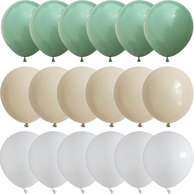 Sage Green Balloons, 12 Inch Sage Green and White Sand Balloons - Image 8