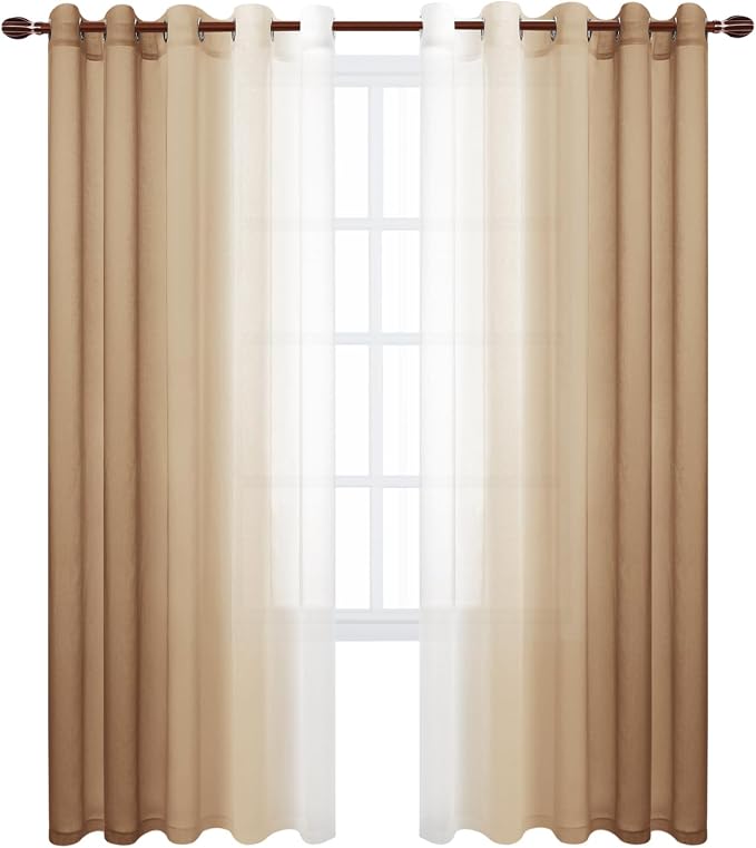 DWCN Ombre Faux Linen Sheer Curtains - Image 8