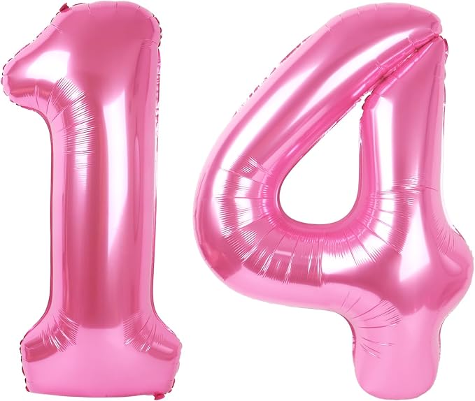 Giant Pink 14 41 Balloon Number 40 Inch, 14 41 Number Balloons Birthday Supplies by Upgesy
