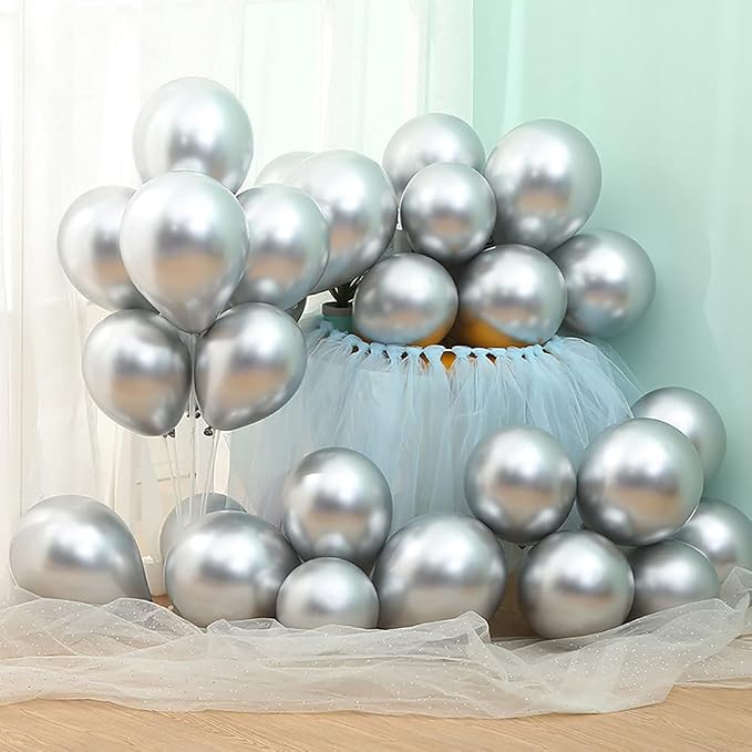 5 inch Metallic Silver Balloons - Image 7