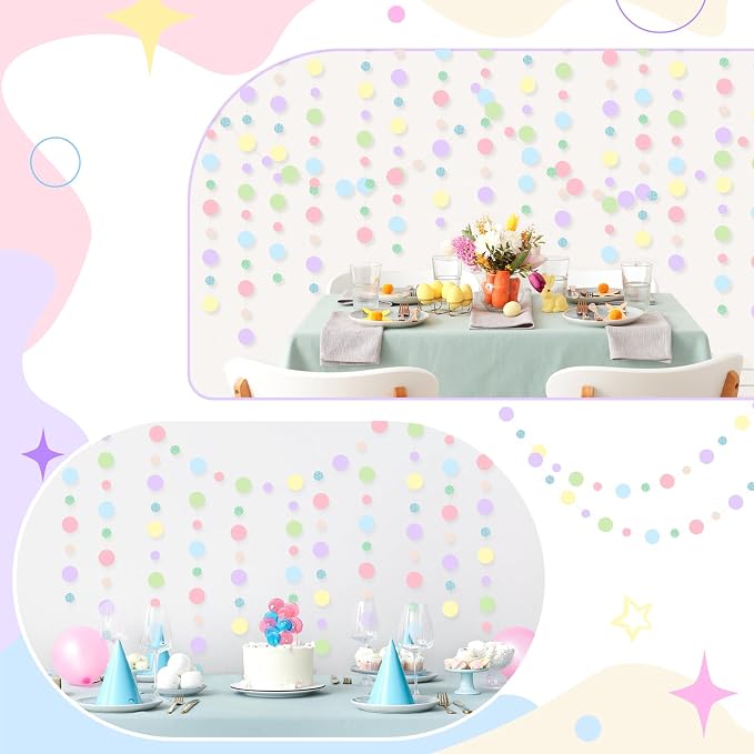 Outus 5 Pieces Colorful Circle Garland Banner Hanging Paper Dot Decorations - Image 7