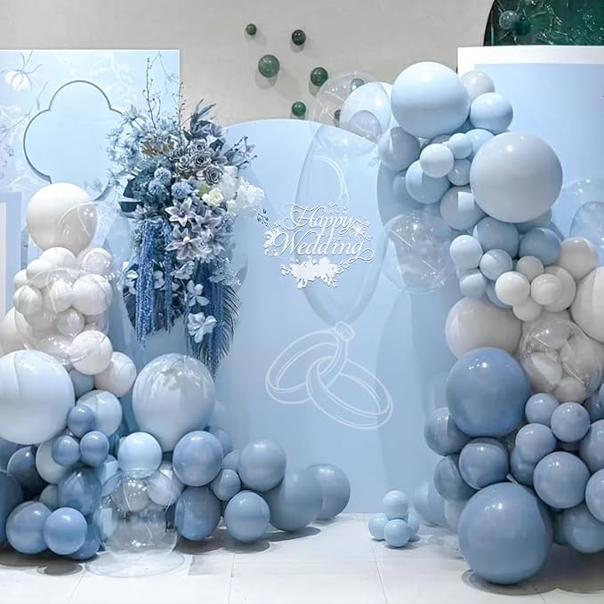 Dusty Blue and White Balloon Garland Arch Kit - Image 7