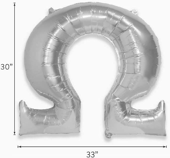 Omega - Greek Letter Balloon - Large 33" x 30" Silver Foil Balloon - Image 2