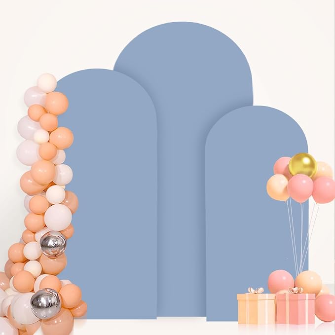 FANPROMS Set of 3 Wedding Arch Cover 6FT 6.6FT 7.2FT Dusty Blue Round Top - Image 6