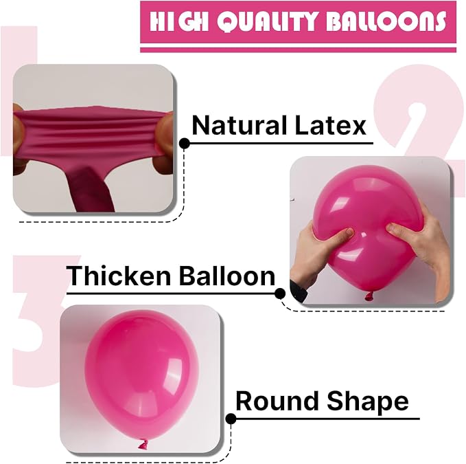 PartyWoo Hot Pink Balloons 100pcs Magenta Fuchsia Color 12 Inch | Balloons - Image 7