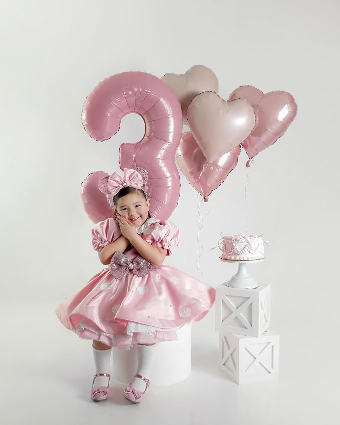 Pink White Heart Balloons, 18Inch Sand White Helium Balloon - Image 7