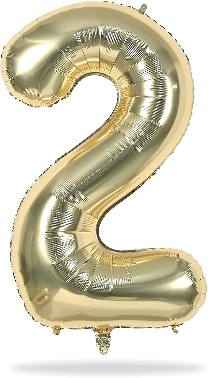 40 Inch Balloon Number 2 Champagne Gold, Large Foil Light Gold Number Balloons - Image 8