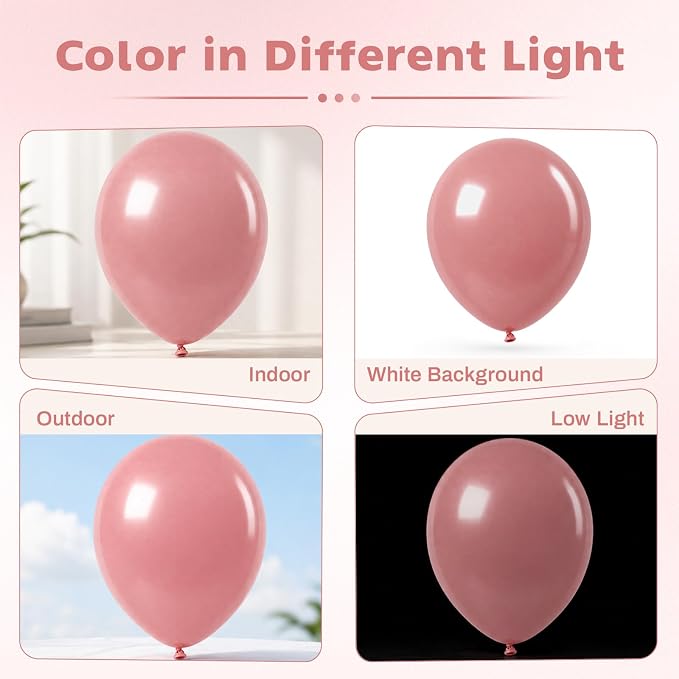 Dusty Pink Balloons, 12 Inch Boho Pink Latex Party Balloons - Image 7
