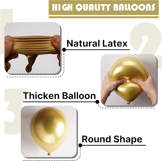 PartyWoo Metallic Gold Balloons 100pcs Chrome Gold Color 10 Inch | Balloons - Image 7
