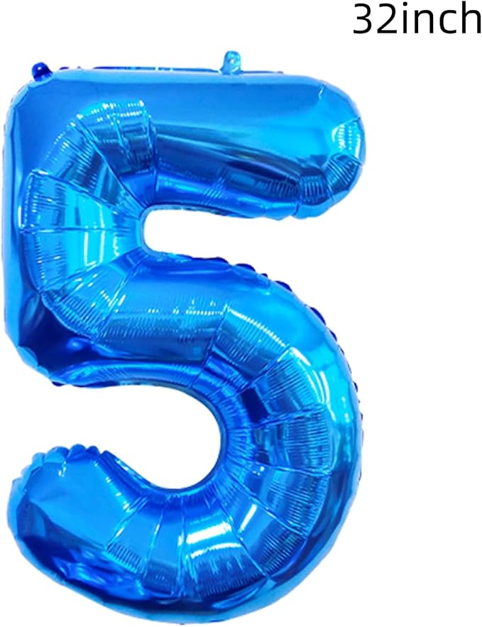 5th Birthday Large Foil Balloons Blue, Balloon Decorations - Image 4