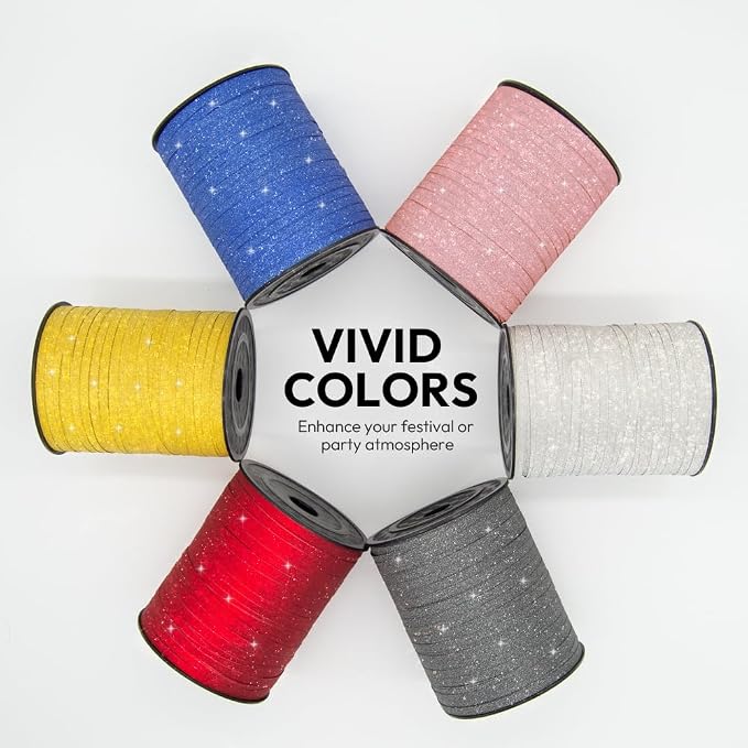 Pink Glitter Curling Ribbon, 1/5" Wide x 500 Yards Christmas Curling Ribbons - Image 4