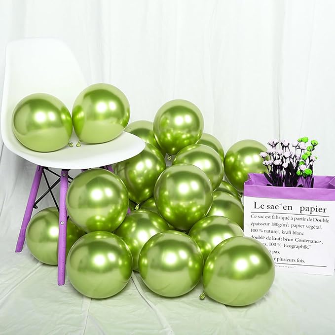 12 Inch Metallic Lime Green Balloons, Baby Shower, Graduate Party Decorations - Image 3