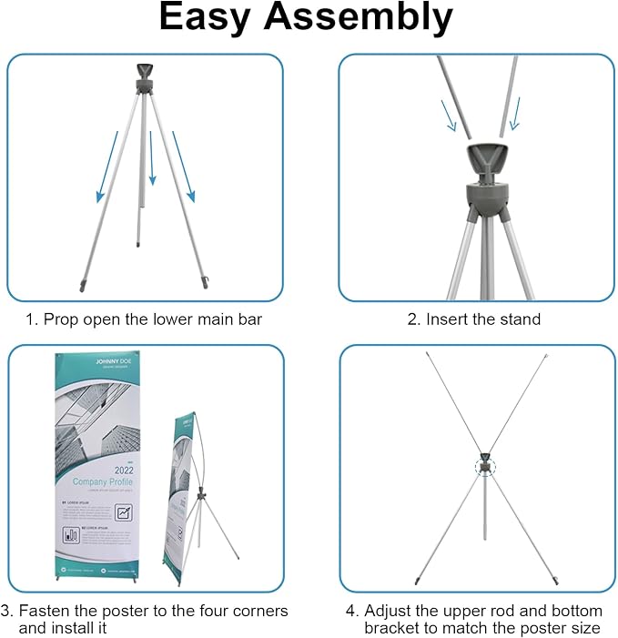 YOSE X Frame Banner Stand Fits Any Banner Adjustable Size 23"X63" to 32"X78" - Image 7