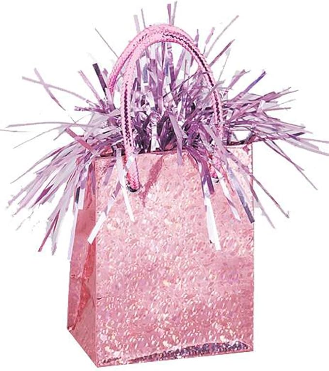 Pastel Pink Mini Gift Bag Balloon Weight, Vibrant & Sturdy Plastic, by Unique
