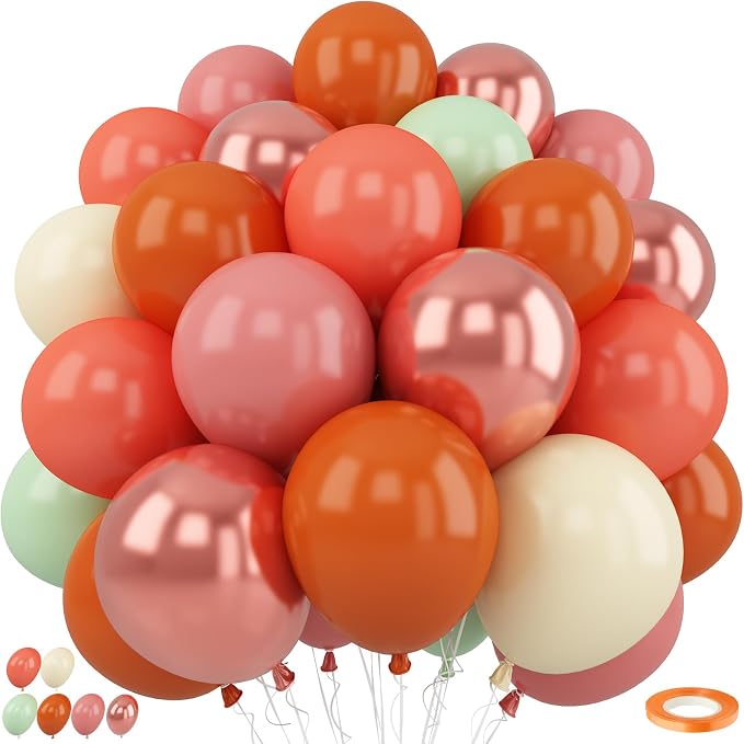 Fall Balloons Burnt Orange Pink Green Balloon Set by HILAVO