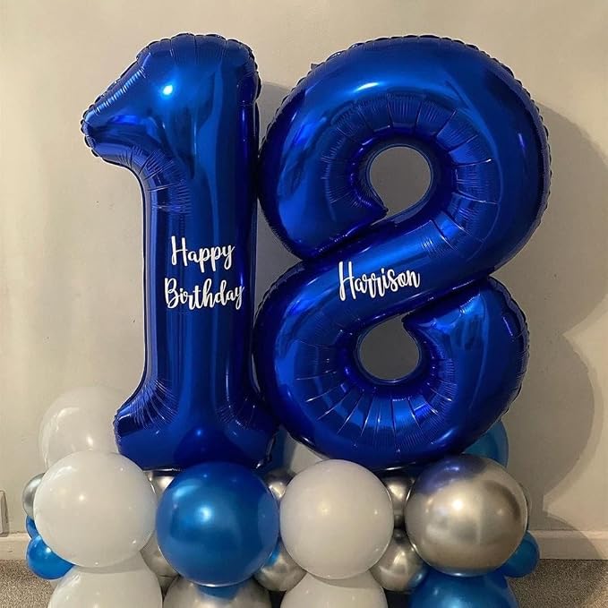 40 inch Navy Blue Number Balloon Dark Blue 2 Balloons Giant Foil Helium - Image 7