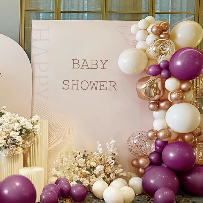 MEBAY Plum Purple White Gold Balloon Arch Kit - Image 7