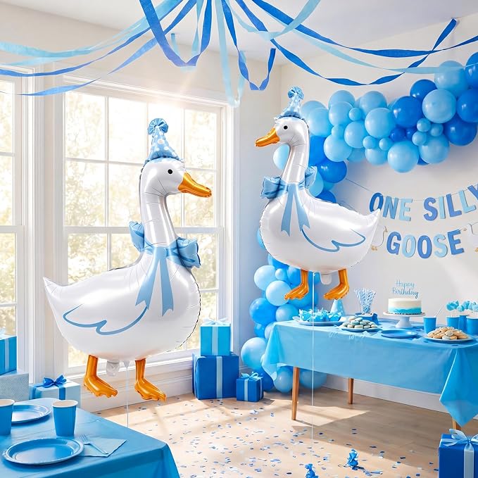 Soulchen 6 Pcs One Silly Goose Balloons Set 33" Giant White Goose Foil Balloons - Image 6