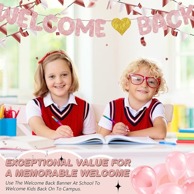 Fulmoon Pre Strung Welcome Back Glitter Banner First Day of School Party - Image 7