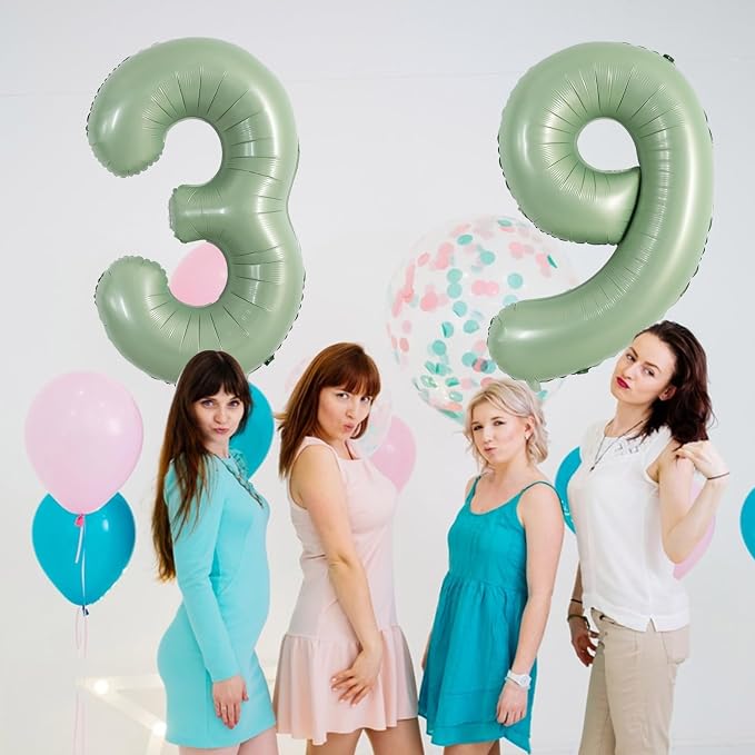 TONIFUL 40 Inch Sage Green Large Number 9 Balloon - Image 6
