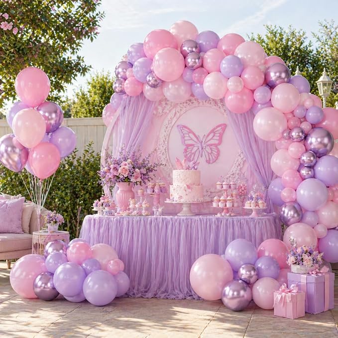 Pastel Pink Purple Balloons, 12 Inch Pearl Light Pink Metallic Purple - Image 9