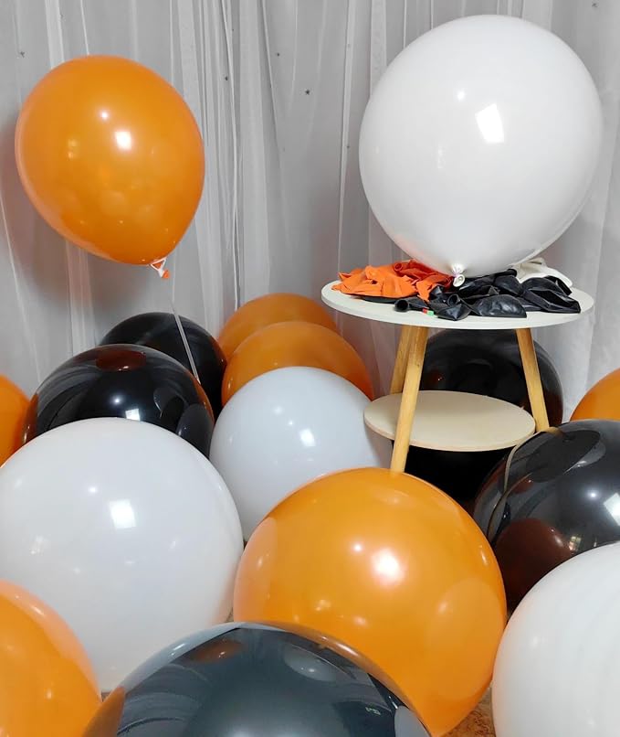 90 Pack Black White Orange Balloons 18 inch Latex Party Balloon Bulk - Image 6