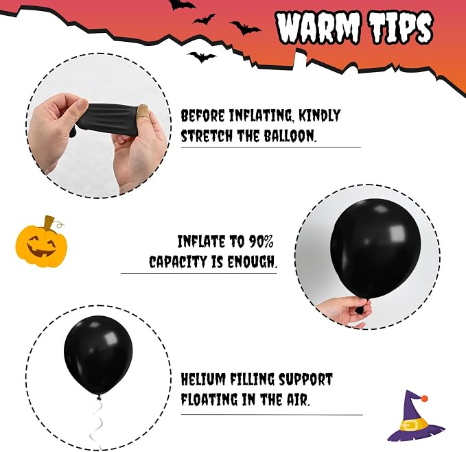 Orange Pink Halloween Balloons, 12 Inch Ghost Balloons, Bat Print Balloon - Image 8