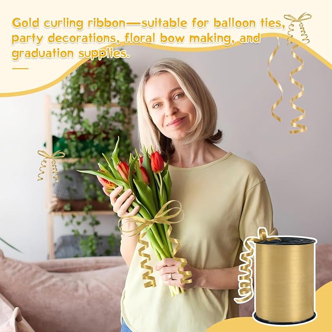 500 Yards Curling Ribbon,Gold Balloon String Ribbon,for Gift Wrapping,Party - Image 7