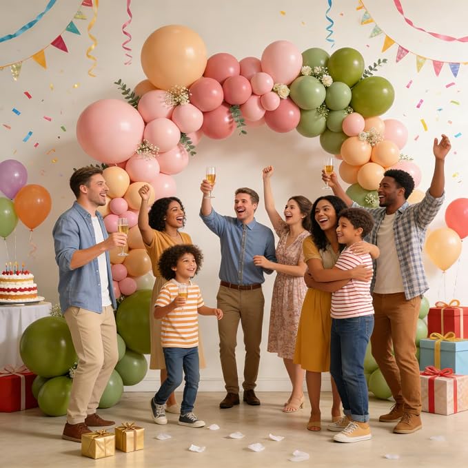 Dusty Pink Green Balloons 12INCH 5INCH Light Pink Olive Green Nude Balloon - Image 8