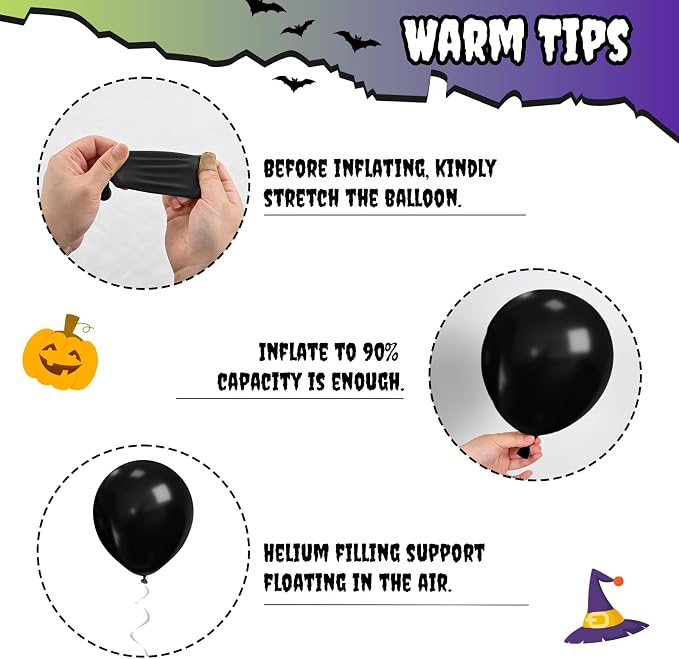 Purple Green Balloons, 12 Inch Halloween Balloons Set, Matte Black Fruit Green - Image 7