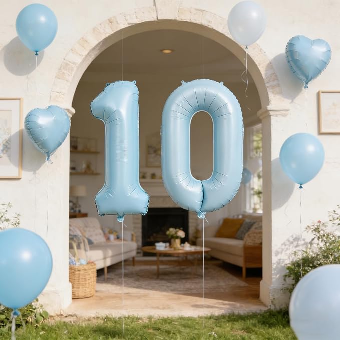 40 In Matte Blue Number Balloons Helium Foil Mylar Balloon Party Digital 9 | - Image 5