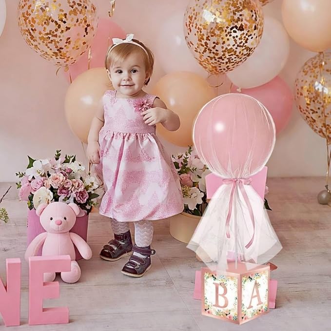 Wettarn 4 Set Pink Girl Baby Shower Table Centerpiece Decor 24'' Tulle Tutu - Image 7