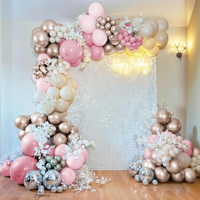 HILAVO Pink and Gold Balloons 12 Inch Pastel Light Baby Pink Double Stuffed - Image 8