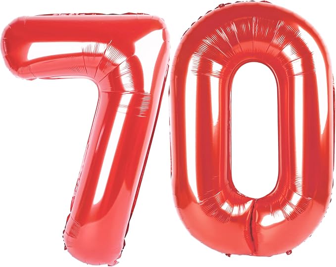Red Jumbo Number 70 Balloon 40 Inch, Women Men 70 Birthday Supplies, Foil by Upgesy