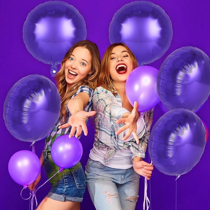 20 Pcs Purple Round Shaped Balloons, 18 Inch Round Foil Balloon, Giant Round - Image 7